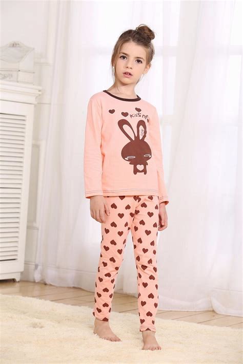 Retail Girls Long Sleeves Cartoon Pajama Sets For Spring Fall 2017 New