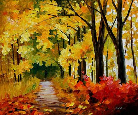 Fall Park Palette Knife Oil Painting On Canvas By Leonid