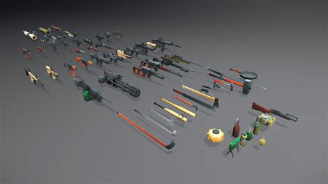 Weapons Collection Pack 3d Model Gambaran