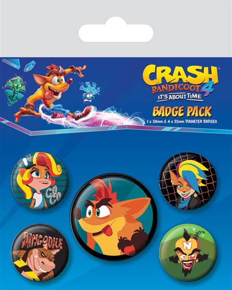 Crash Bandicoot 4 Pack De 5 Badges Badge Pyramid Crash Bandicoot
