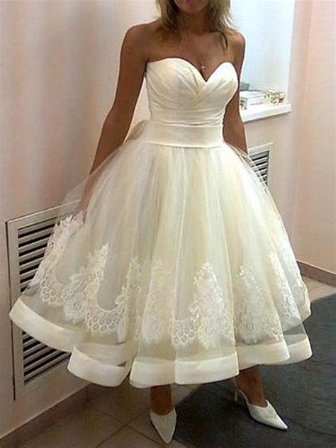 5 tips for updating vintage wedding dresses. Vintage Tea Length Wedding Dresses Sweetheart Cheap Plus ...