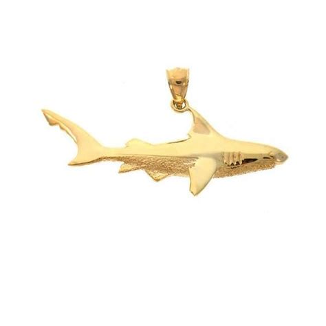 14k Gold Shark Pendant Nautical Charm In 2021 Shark Pendant 14k Gold