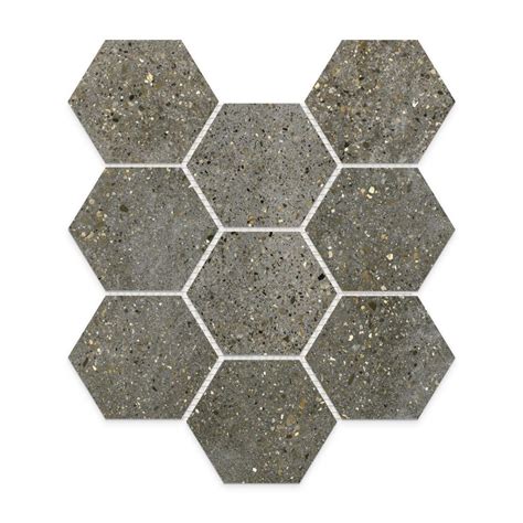 Charcoal Concrete Style Hexagonal Ceramic Tiles Chase Tiles