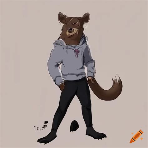 High Definition Illustration Of An Anthro Brown Wolfbear Hybrid With