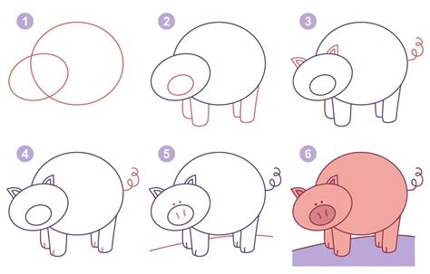 Anleitung Zum Zeichnen Eines Süßen Schweins Schritt Für Schritt Folgen