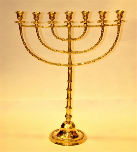 Huge Authentic Temple Menorah Gold Plated Candle Holder From Jerusalem