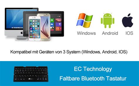 Ec Technology Faltbare Bluetooth Tastatur Qwertz Layout Kleine Faltbar