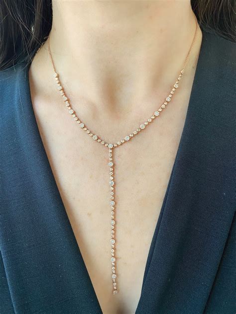 Rose Gold Diamond Bezel Lariat Necklace Designs That Donate