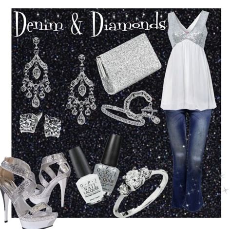 Denim Diamonds Fashion Collage By Daniellejevette Created On