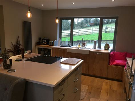 Design the perfect solution for your drawers. Ikea oak & grey kitchen completed. White Quartz worktops ...