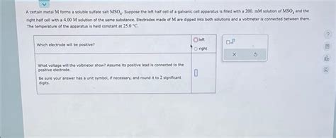 Solved A Certain Metal M Forms A Soluble Sulfate Salt Mso4