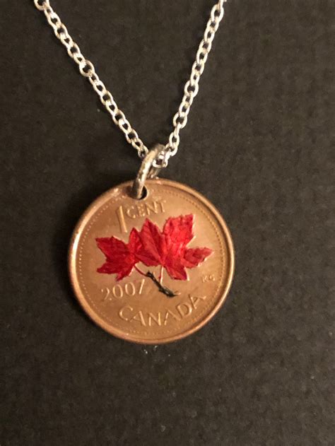 Hand Enamelled Canadian Penny Necklace Artisan Jewelry With Etsy Uk
