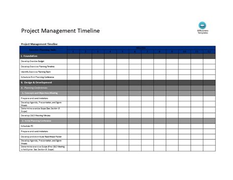 Project Management Timeline Word Templates At