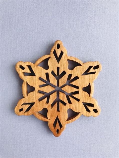 Scroll Saw Snowflake Christmas Ornament Made From Reclaimed Crabapple