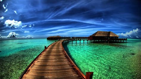 4k landscape overwater bungalow resort lake sky dock pier mauritius cabins exotic
