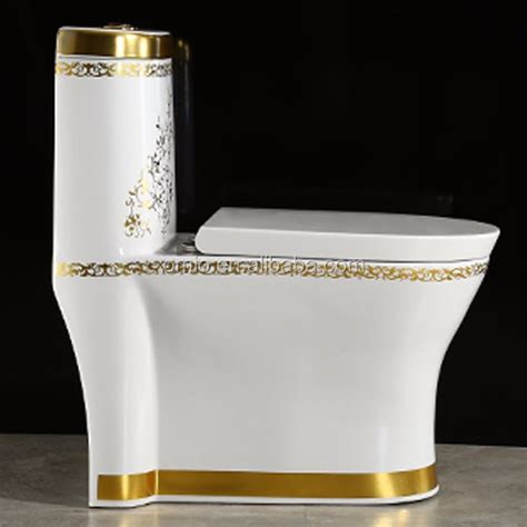 Golden Color Ceramic Bathroom Wc Toilet Floor Standing One Piece Toilet