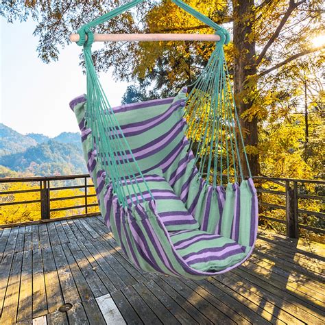 Large Hammock Chair Swing Relax Hanging Rope Swing Chair With Two Seat Cushions And Carry Bag