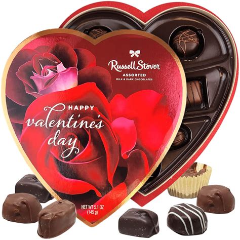 buy russell stover heart shaped box of chocolates 5 1oz sweet assorted milk and dark chocolate
