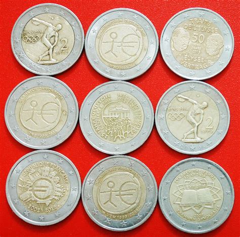 9 Commemorative Coins 2 Euro Different Types On Ebid United Kingdom