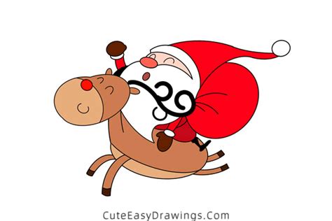 How To Draw Santa Claus And Rudolph Step By Step Cute Easy Drawings