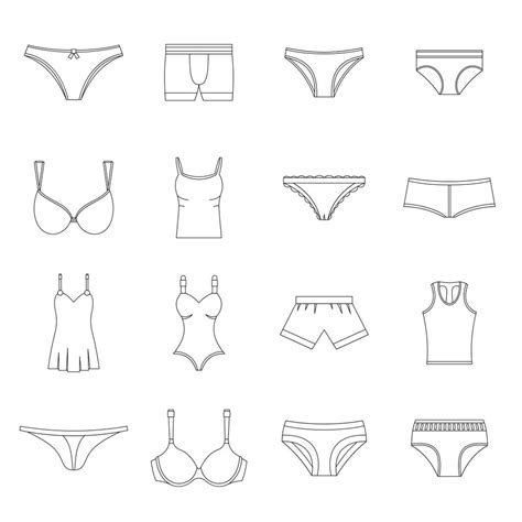 Underwear Items Icons Set Outline Style 8530202 Vector Art At Vecteezy