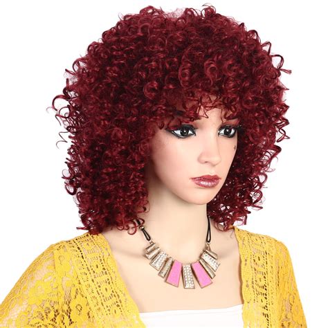 Women Short Curly Full Wig Ombre Afro Black Natural