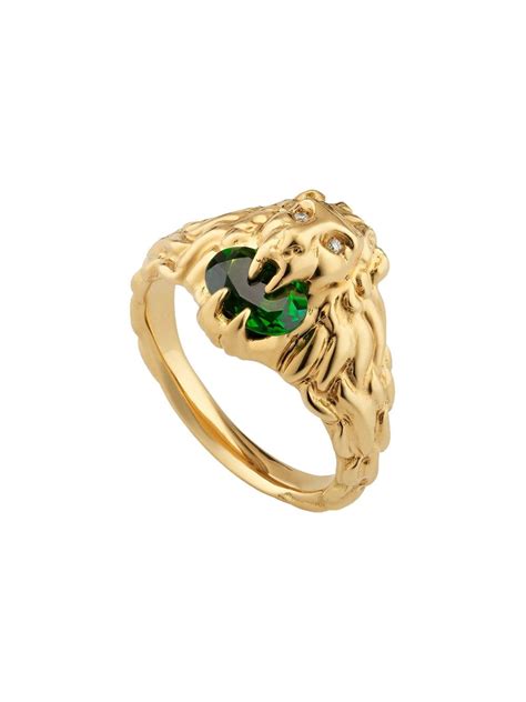 Gucci 18kt Yellow Gold Diamond Lion Head Ring Farfetch