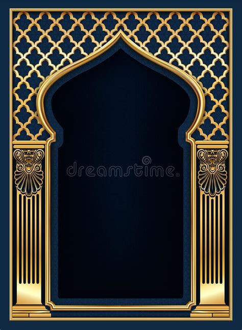 Golden Dark Classic Arch Portal And Columns Stock Vector Illustration Of Night Oriental