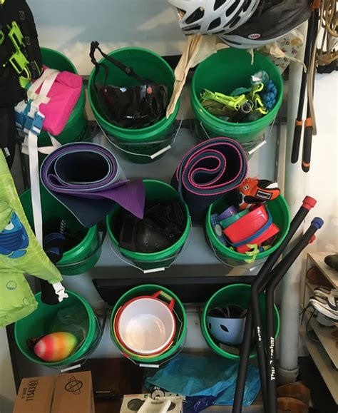 Very Cool Gallon Buckets Set Into Rack To Hold Gear Buckets Can Be Removed And Re Inserted
