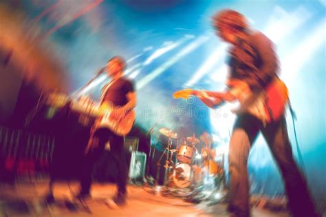 Live Music And Rock Band On Stage Stock Image Image Of Microphone