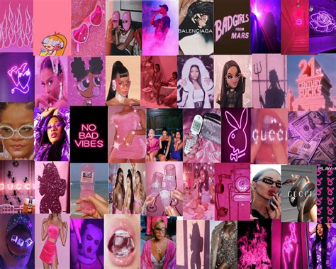 Pink Baddie Wall Collage Kit 100 Pcs Collage Kit Wall Etsy