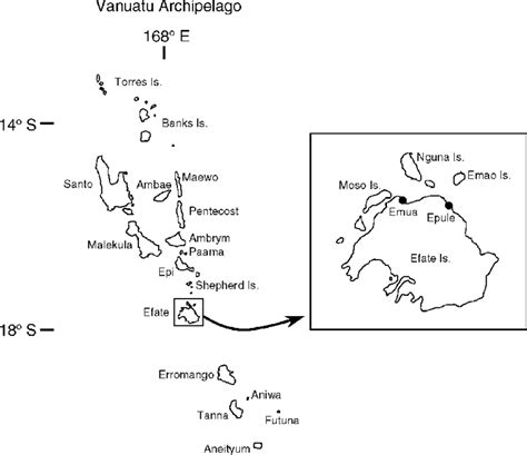 Map Of The Islands Of Vanuatu And Inset Of Efate Island With Release