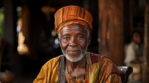 Premium Ai Image Portrait Of A Senior African Man In Traditional