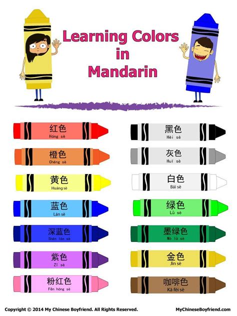 Color Words In Mandarin Mandarin Chinese Learning Mandarin Chinese