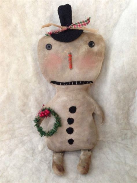 Primitive Christmas Snowman Doll Handmade Ofg Team Faap Team By