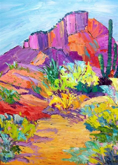 Arizona Desert Color Original 20 X 16 Oil Painting Sold
