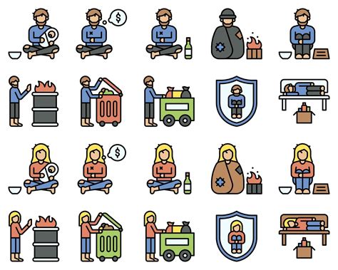 Homeless Vector Icon Set 2 Filled Style 3205028 Vector Art At Vecteezy