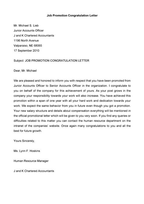 Promotion Letter Templates Free Templates Printable Download