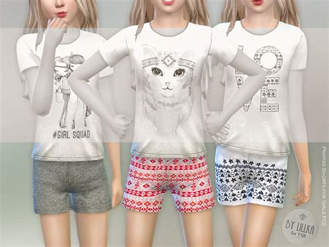 printed shorts for girls p02 by lillka at tsr sims 4 updates