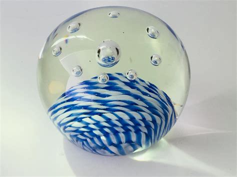 Blue Glass Paperweight Vintage Etsy