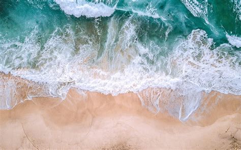 Beautiful Beach Sea Waves Foam Top View 1242x2688 Iphone 11 2880x1800