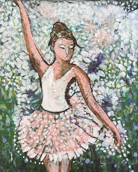 Original Ballerina Wall Decor Ballet Painting On Canvas Ready To Hang