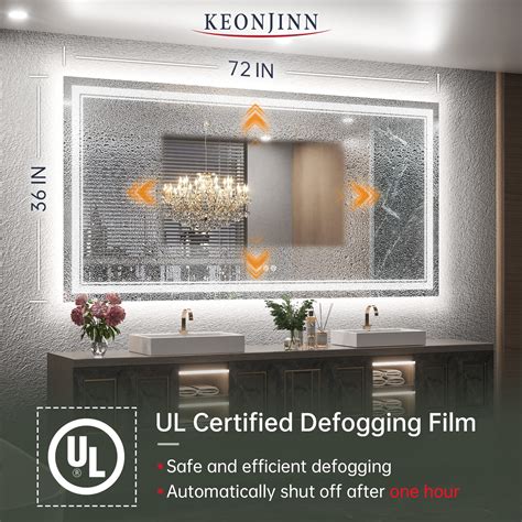 Keonjinn Led Bathroom Mirror 72 X 36 With Backlit And Frontlit Large