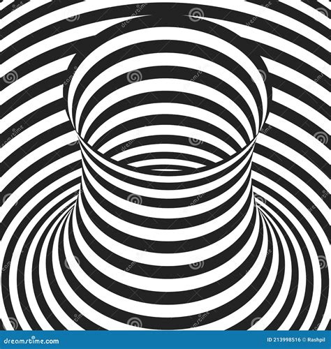 Abstract Black And White Concentric Stripes Optical Illusion Effect