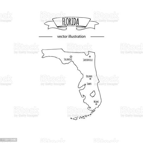 Ilustración De Dibujado A Mano Doodle Mapa De La Florida Icono