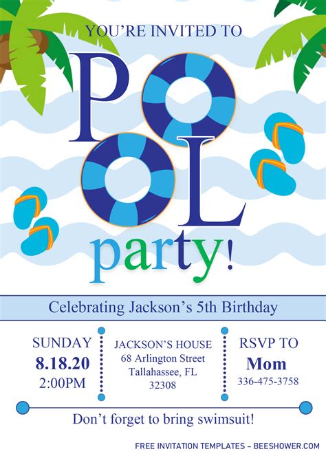 Pool Party Invitation Templates Editable Docx In 2022 Party Invite Template Pool Party