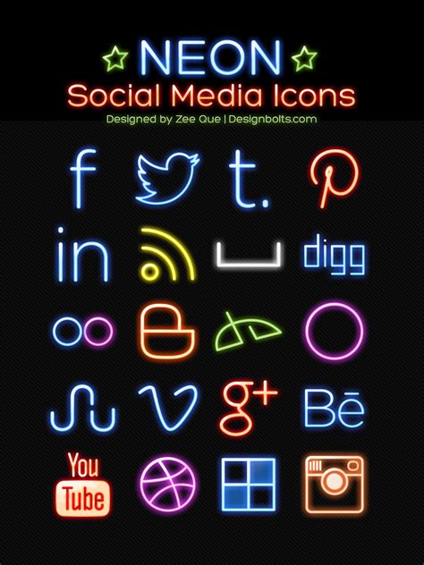 Neon Free Social Media Icons 2014