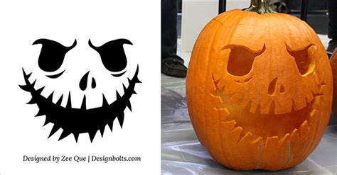5 Free Scary Halloween Pumpkin Carving Patterns Stencils