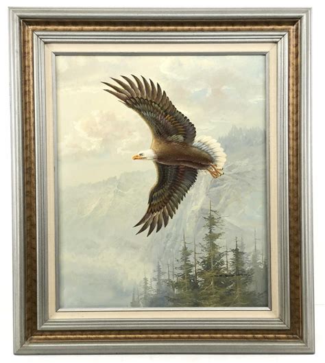 Lot Mp Elliott Soaring American Eagle Oil On Canvas