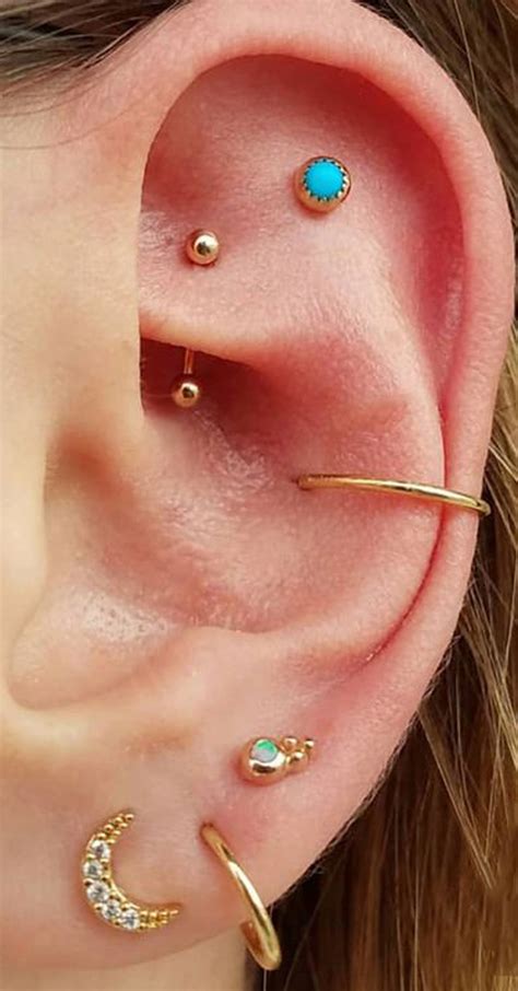 Cute Ear Piercing Ideas For Women For Teens Gold Rook Earring Jewelry